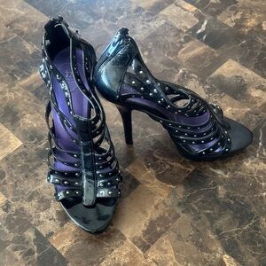 Chic Black Strappy Heels with Studded Detail